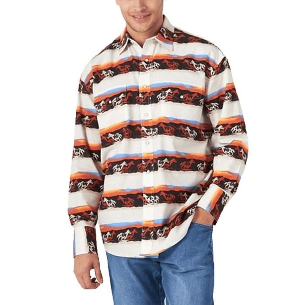 Wrangler Mens Wild Horses Checotah Snap Shirt